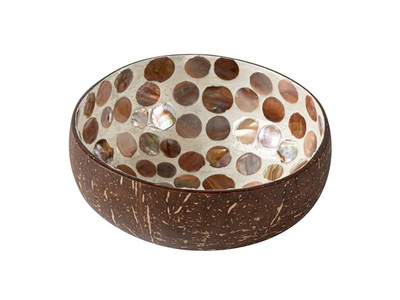 アサイーサラダボウルセット 手作りの工芸品 ハンディココナッツモンキー モザイク ハーフシェル