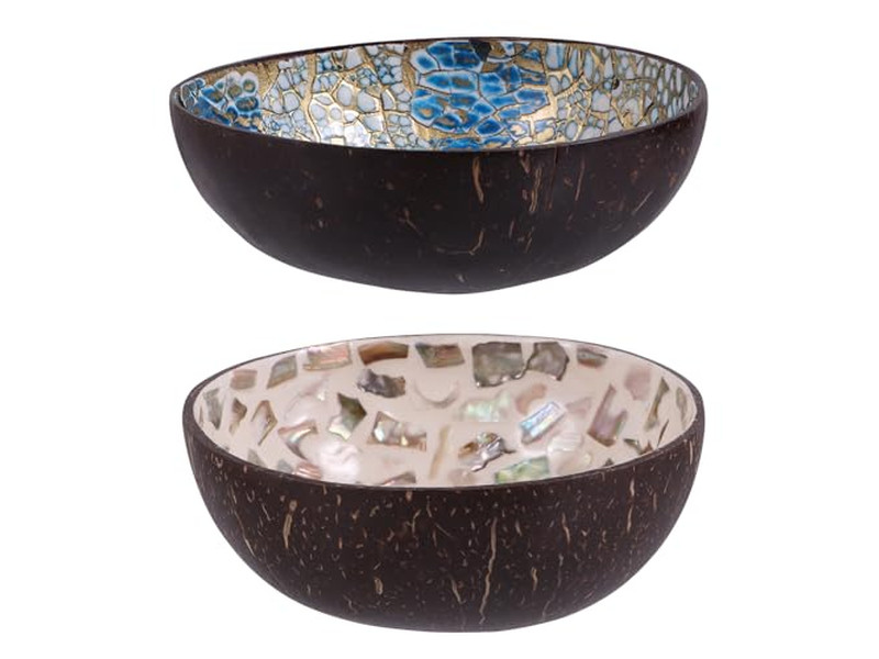 彫刻ココナッツボウル 最新ボウル ラッカー ユニークパターン クラスターシェル スプーン