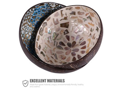 彫刻ココナッツボウル 最新ボウル ラッカー ユニークパターン クラスターシェル スプーン