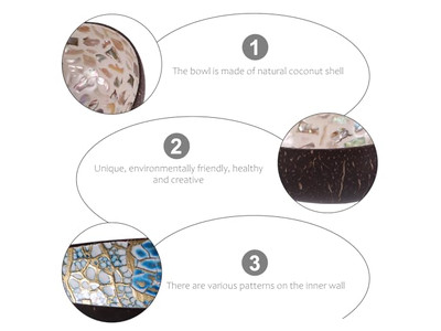 彫刻ココナッツボウル 最新ボウル ラッカー ユニークパターン クラスターシェル スプーン