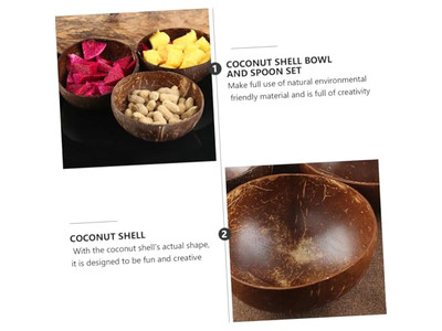 ココナッツボウル パームデザイン シェルボウルセット 木製編みサラダ 手彫り