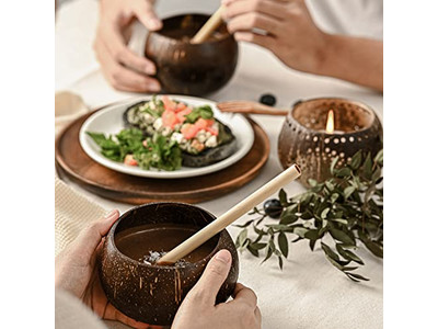 ココナッツブレックファーストボウル 木製 20Cm シェル付き 蓋付き 有機シェル シャルキュトリーボウル