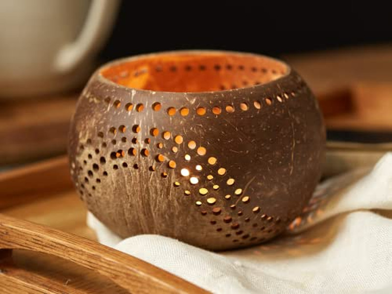 ココナッツミキシングボウル 小型手彫りボウル 自然木製オーガニックキッズ