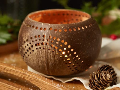 ココナッツミキシングボウル 小型手彫りボウル 自然木製オーガニックキッズ