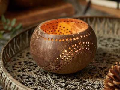 ココナッツミキシングボウル 小型手彫りボウル 自然木製オーガニックキッズ