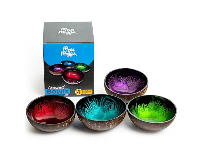 エコフレンドリーボウルセット 手作り木製ボウル ココナッツスープ用 ダイヤモンド型