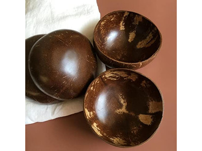 ココナッツシェル 蓋付き 木製スプーンとボウル アサイーボウル スプーン 大サラダ 10パック