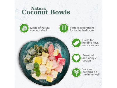 木製ボウルセット 大きなココナッツ 生の蓋 ホットデコレーション 手作り製品